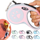 Guia Retrátil para Cães 5m Rosa com Travão e Bloqueio, Trela Extensível Ergonómica