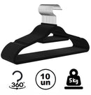 Cabide Slim Velvet veludo preto revestido 42cm GlobalMix - pack 10 Und - GH304