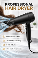 SECADOR PROFISSIONAL IÓNICO 2000W PRETO FOSCO
