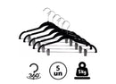 Cabide slim velvet veludo preto revestido 43 cm com presilha em aço