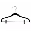 Cabide slim velvet veludo preto revestido 43 cm com presilha em aço