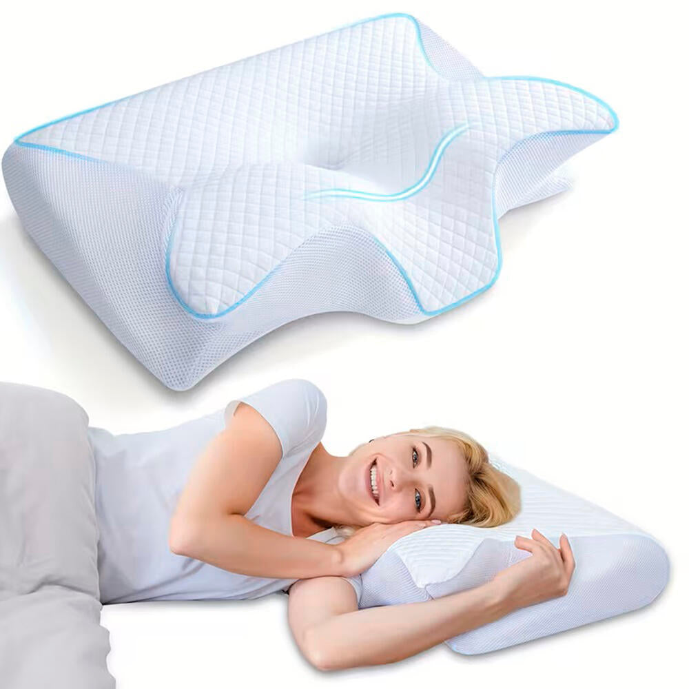 Travesseiro cervical ortopédico, espuma viscoelástica, anti ronco e ergonômico